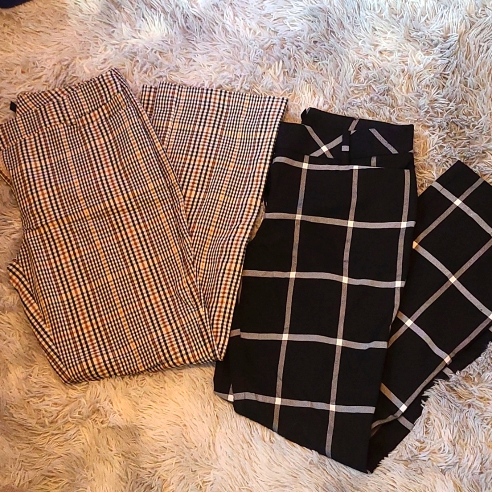 2 pair New York and Co plaid pants